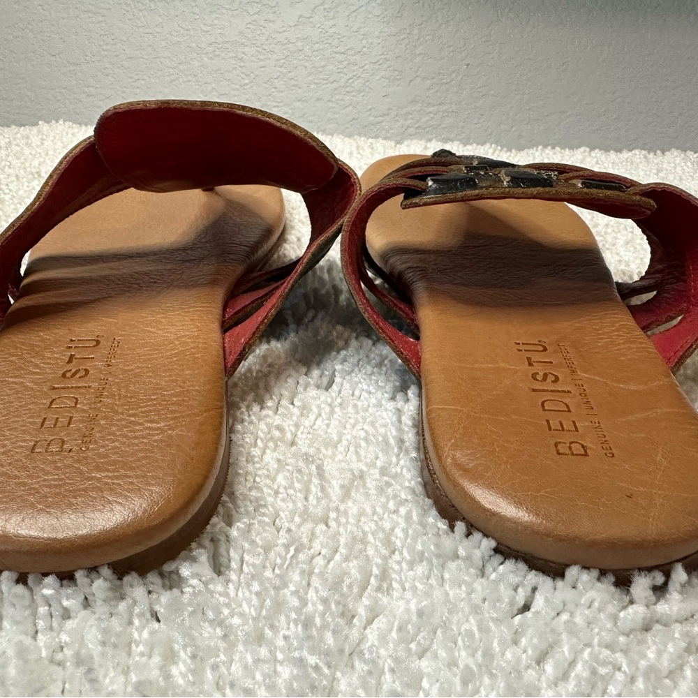 BED|STU Distressed Black and Tan Sandals 9.0 - Picture 4 of 5